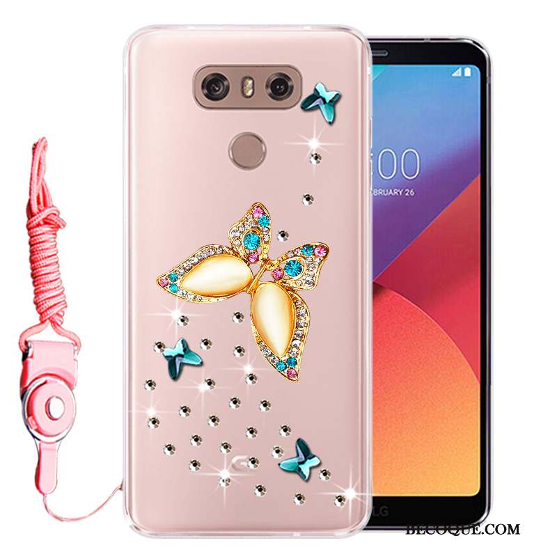 Lg G6 Coque Incassable Protection Rose Téléphone Portable Strass Tout Compris