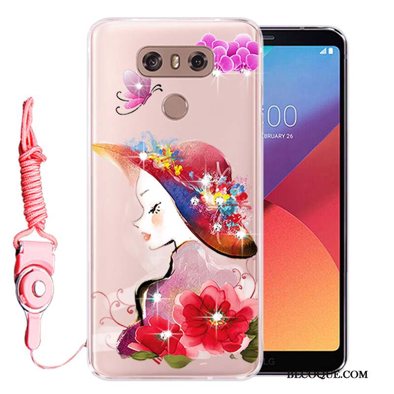 Lg G6 Coque Incassable Protection Rose Téléphone Portable Strass Tout Compris