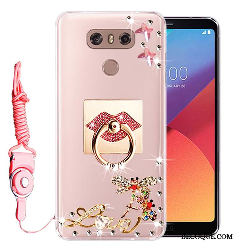 Lg G6 Coque Incassable Protection Rose Téléphone Portable Strass Tout Compris