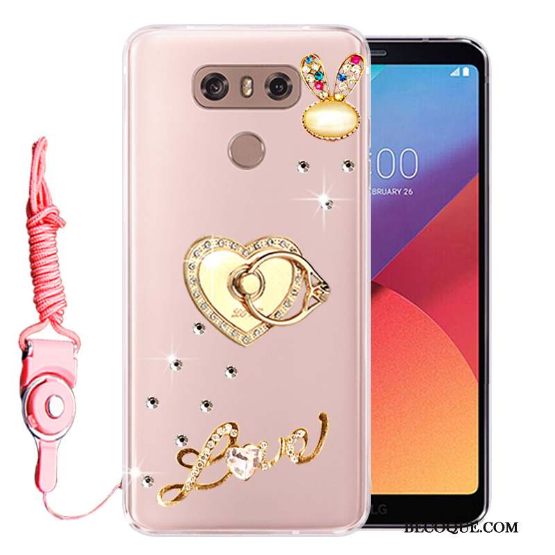 Lg G6 Coque Incassable Protection Rose Téléphone Portable Strass Tout Compris