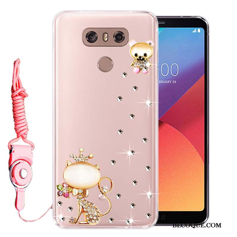 Lg G6 Coque Incassable Protection Rose Téléphone Portable Strass Tout Compris