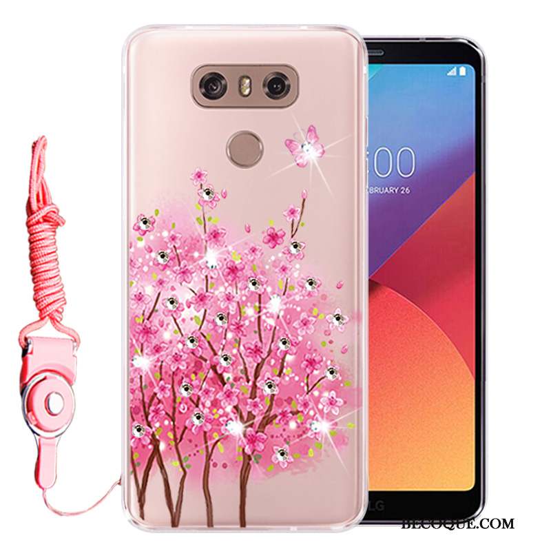 Lg G6 Coque Incassable Protection Rose Téléphone Portable Strass Tout Compris