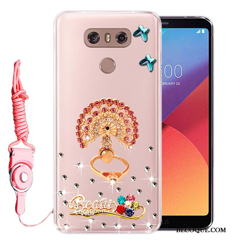 Lg G6 Coque Incassable Protection Rose Téléphone Portable Strass Tout Compris