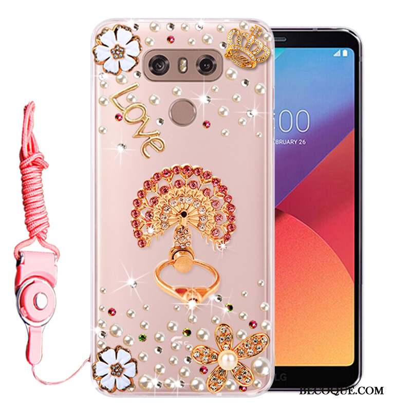 Lg G6 Coque Incassable Protection Rose Téléphone Portable Strass Tout Compris