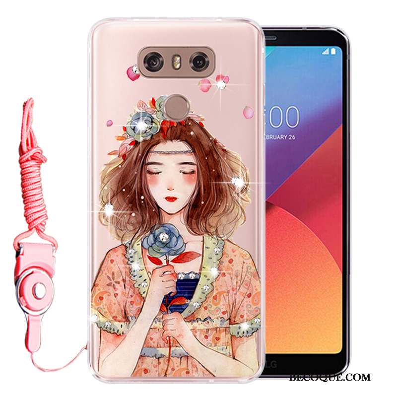 Lg G6 Coque Incassable Protection Rose Téléphone Portable Strass Tout Compris