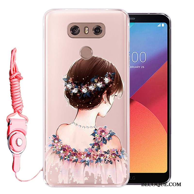 Lg G6 Coque Incassable Protection Rose Téléphone Portable Strass Tout Compris