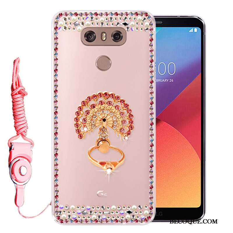 Lg G6 Coque Incassable Protection Rose Téléphone Portable Strass Tout Compris