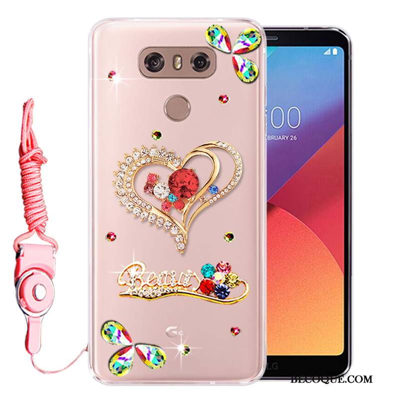 Lg G6 Coque Incassable Protection Rose Téléphone Portable Strass Tout Compris