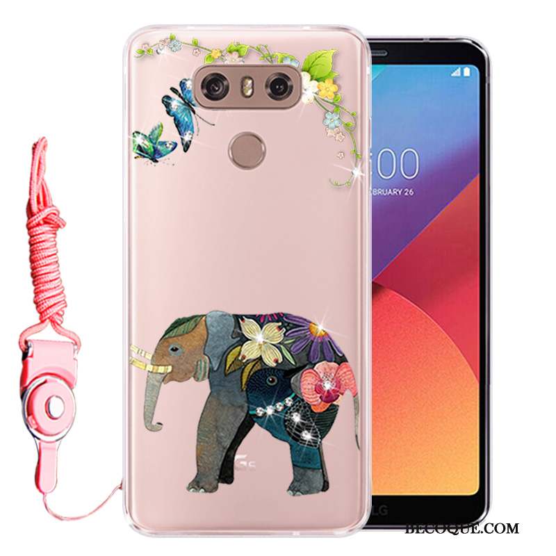 Lg G6 Coque Incassable Protection Rose Téléphone Portable Strass Tout Compris