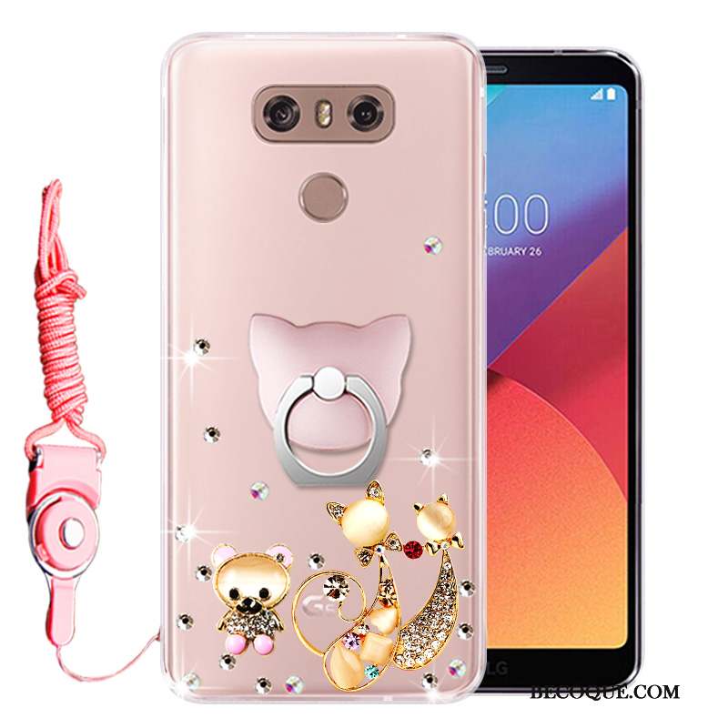 Lg G6 Coque Incassable Protection Rose Téléphone Portable Strass Tout Compris