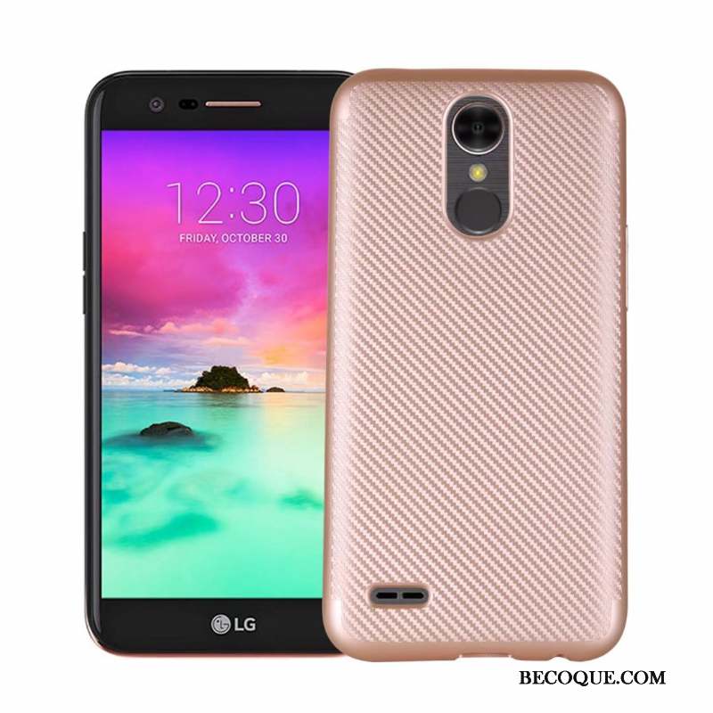 Lg K10 2017 Fluide Doux Fibre Protection Étui Or Coque