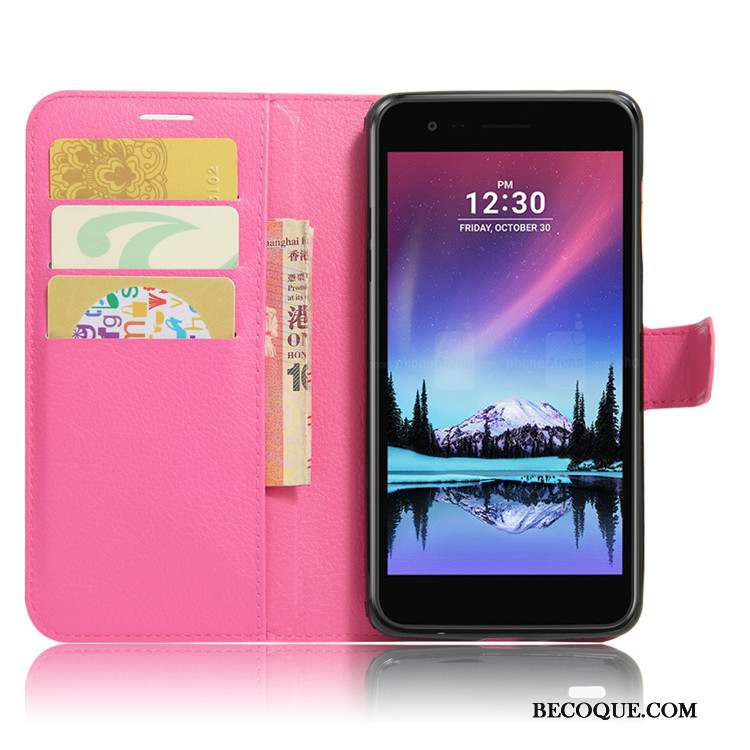 Lg K10 2017 Portefeuille Protection Téléphone Portable Étui Coque De Téléphone Rouge