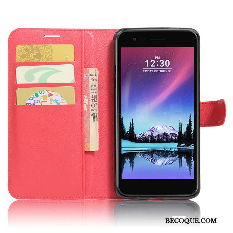 Lg K10 2017 Portefeuille Protection Téléphone Portable Étui Coque De Téléphone Rouge