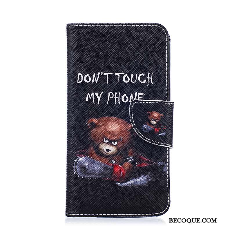 Lg K10 Étui En Cuir Coque De Téléphone Protection Noir Peinture Dessin Animé