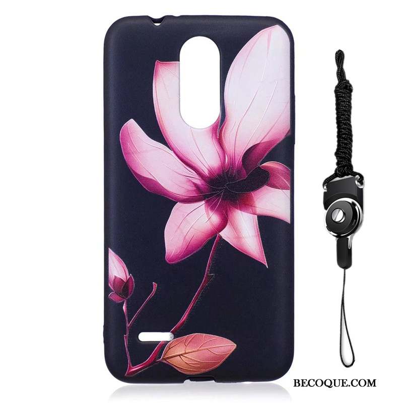 Lg K8 2017 Ornements Suspendus Coque De Téléphone Peinture Noir Fluide Doux Étui