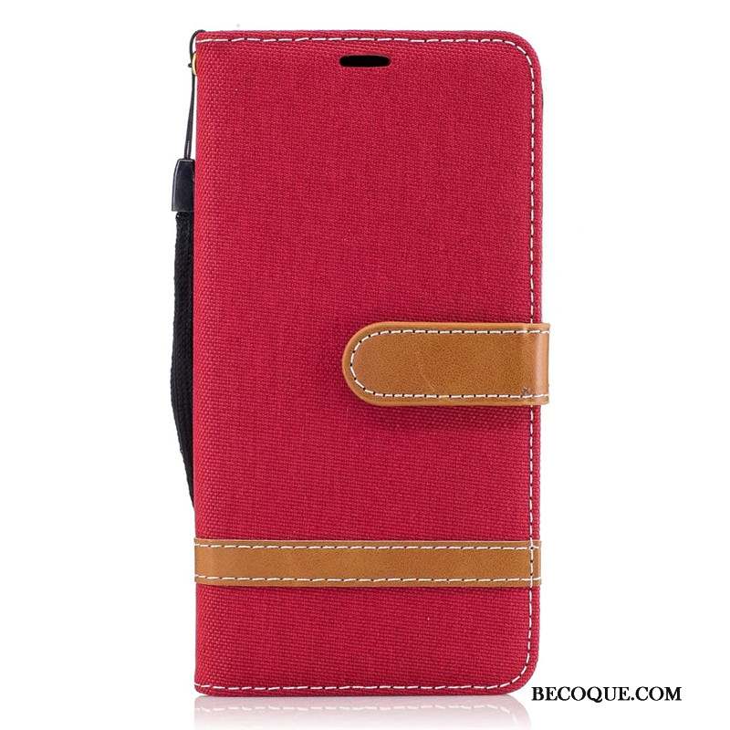 Lg K8 Coque En Denim Protection Téléphone Portable Rouge Housse