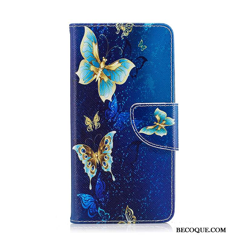 Lg K8 Dessin Animé Étui Bleu Étui En Cuir Peinture Coque De Téléphone