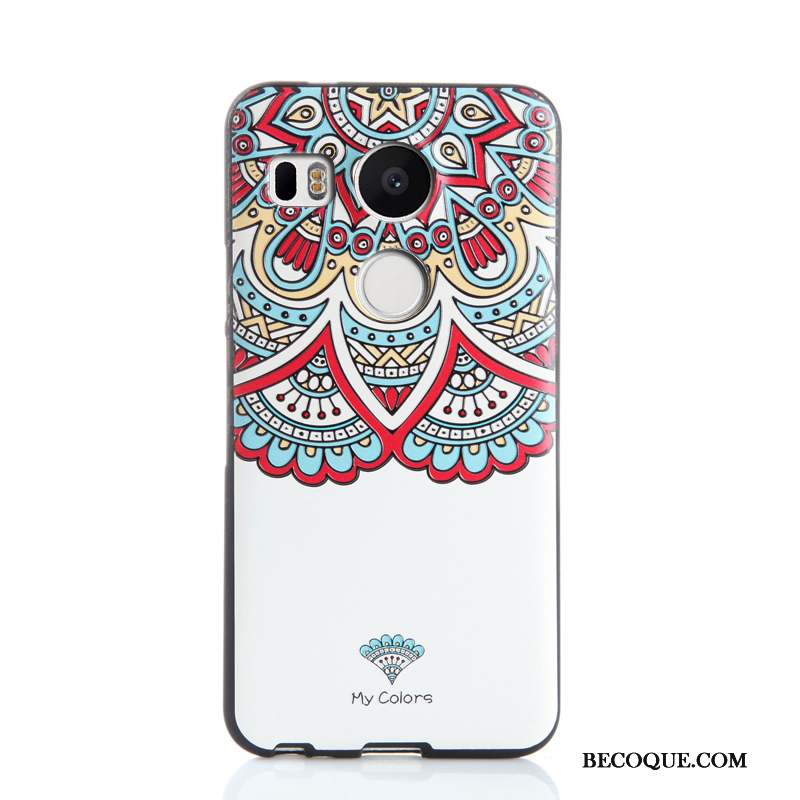 Lg Nexus 5x Gaufrage Coque De Téléphone Rouge Protection Multicolore Fluide Doux