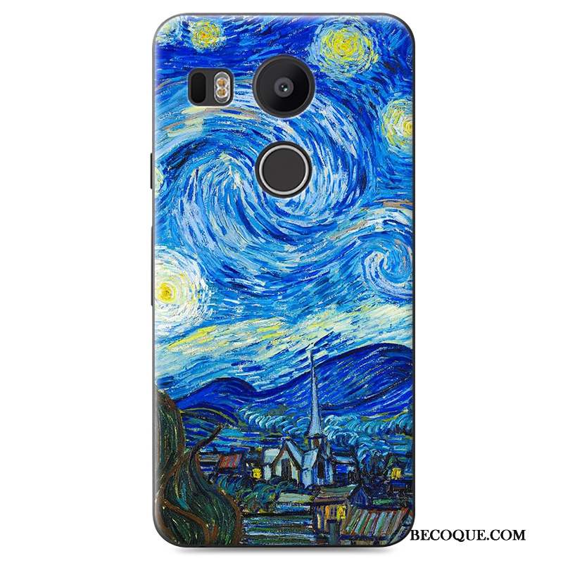 Lg Nexus 5x Peinture Bleu Protection Coque Étui Difficile