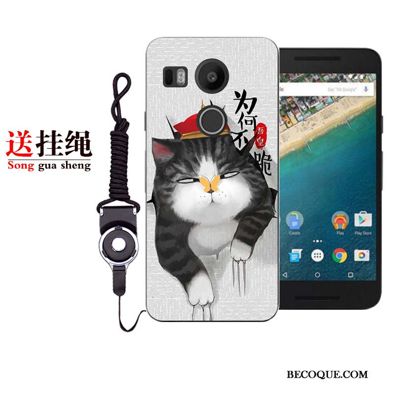 Lg Nexus 5x Protection Dessin Animé Peinture Blanc Coque De Téléphone Fluide Doux