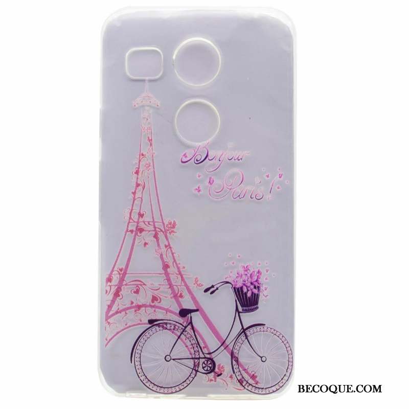 Lg Nexus 5x Violet Peinture Fluide Doux Protection Dessin Animé Coque