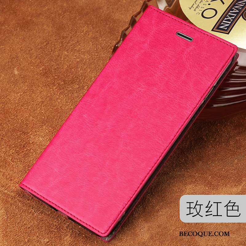 Lg Q6 Coque Cuir Véritable Très Mince Simple Étui Tendance Vin Rouge