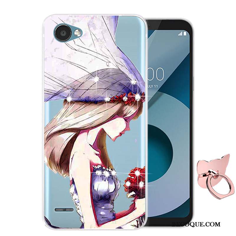 Lg Q6 Dessin Animé Coque De Téléphone Incassable Fluide Doux Bleu Étui