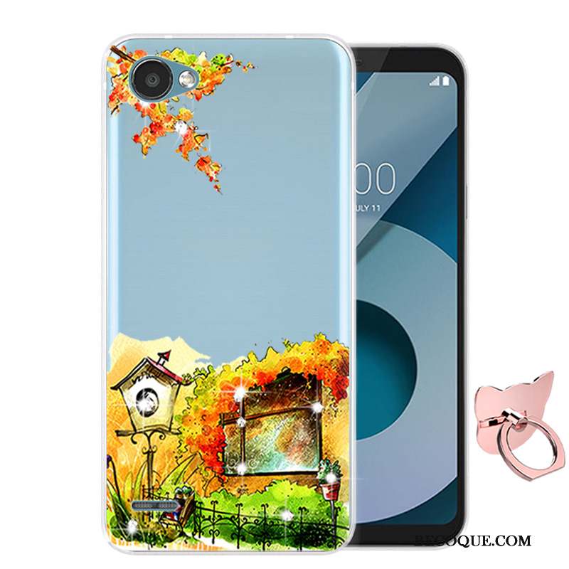 Lg Q6 Dessin Animé Coque De Téléphone Incassable Fluide Doux Bleu Étui