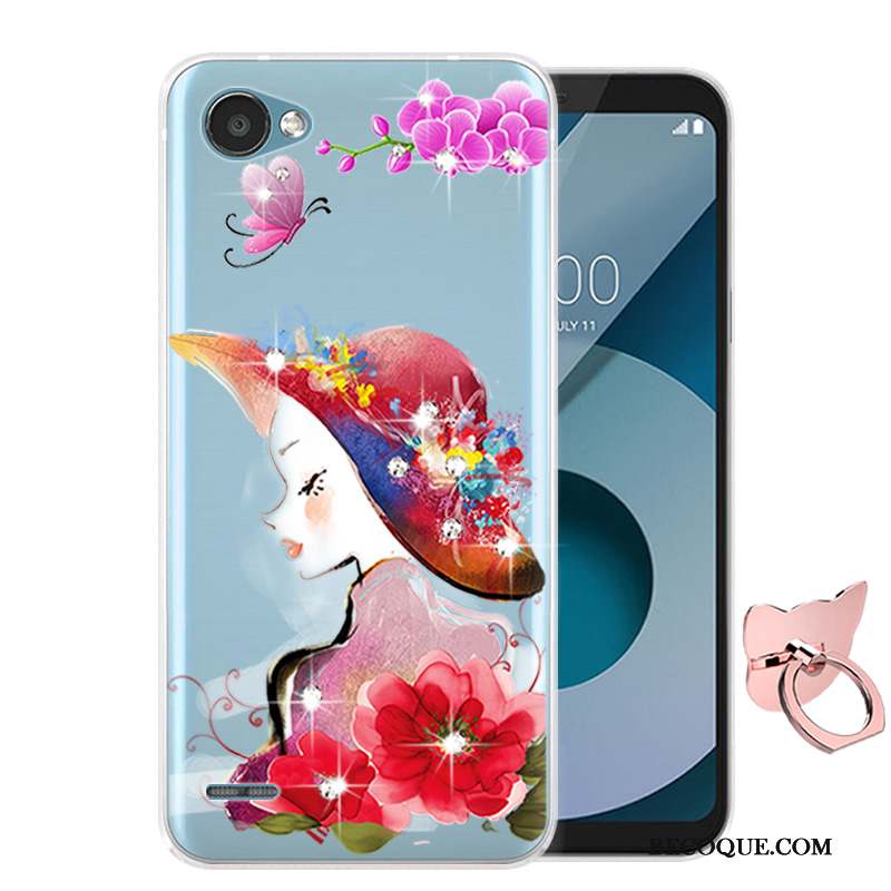 Lg Q6 Dessin Animé Coque De Téléphone Incassable Fluide Doux Bleu Étui