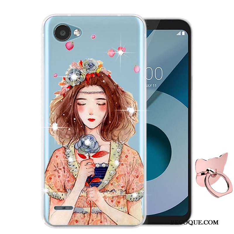 Lg Q6 Dessin Animé Coque De Téléphone Incassable Fluide Doux Bleu Étui