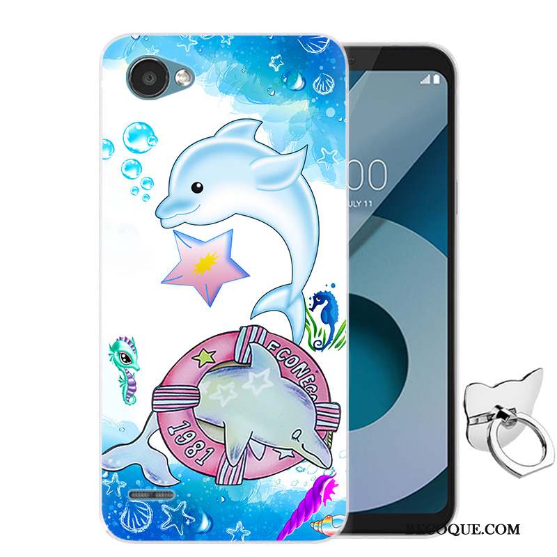 Lg Q6 Dessin Animé Coque De Téléphone Incassable Fluide Doux Bleu Étui