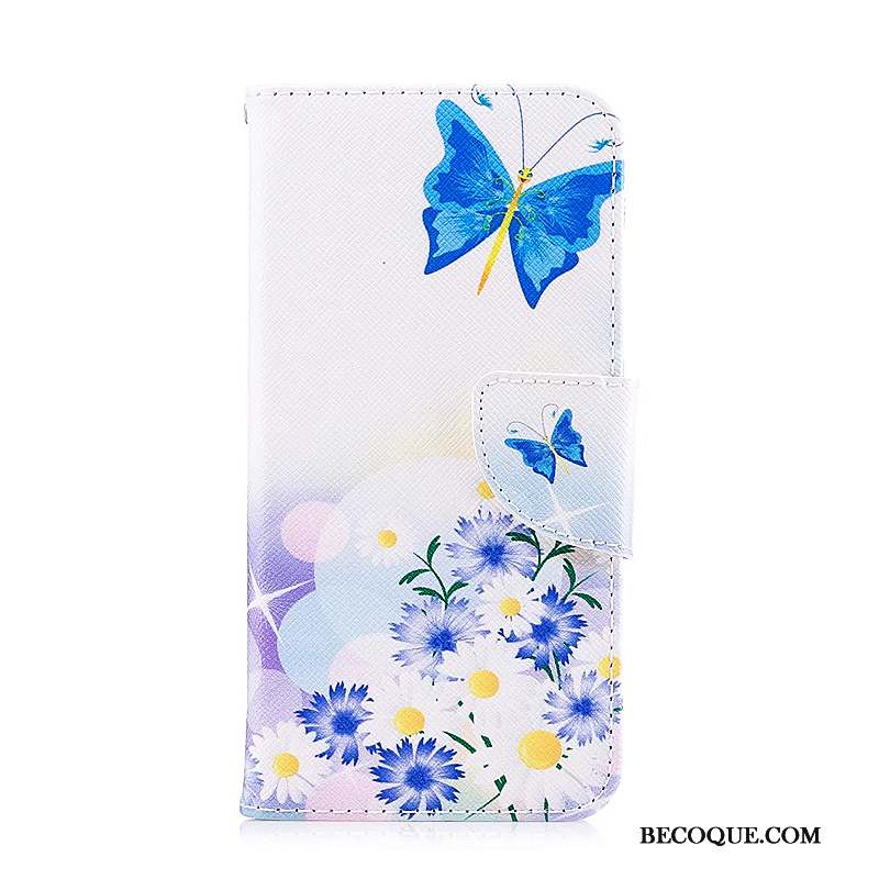 Lg Q6 Étui En Cuir Housse Bleu Coque De Téléphone Peinture Protection