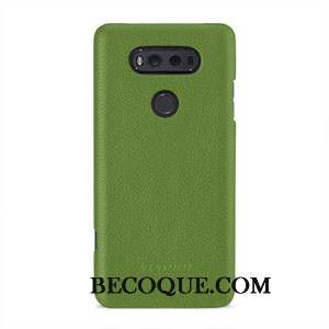 Lg V20 Antidérapant Cuir Véritable Coque De Téléphone Protection Vert Téléphone Portable