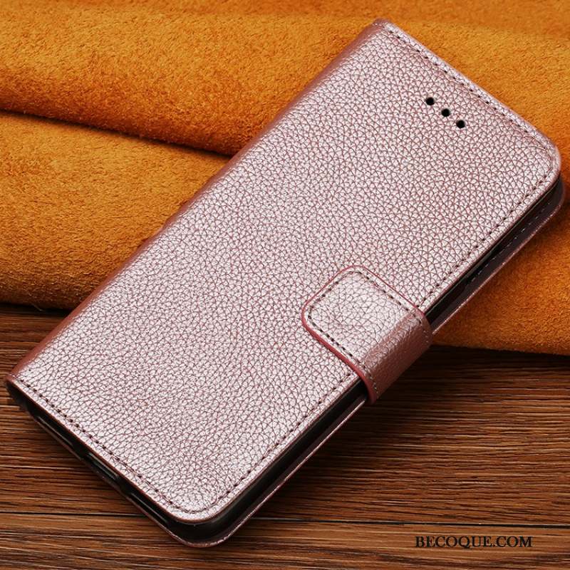 Lg V20 Personnalité Coque De Téléphone Cuir Véritable Or Étui Protection