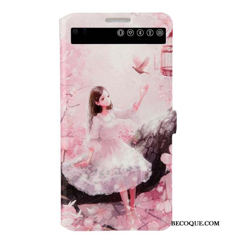 Lg V20 Protection Dormance Support Peinture Coque De Téléphone Rose