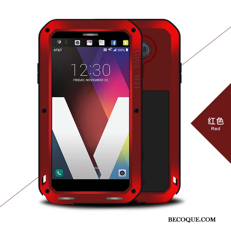 Lg V20 Protection Étui Coque Silicone Métal Trois Défenses