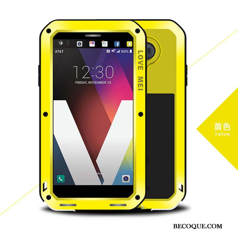 Lg V20 Protection Étui Coque Silicone Métal Trois Défenses