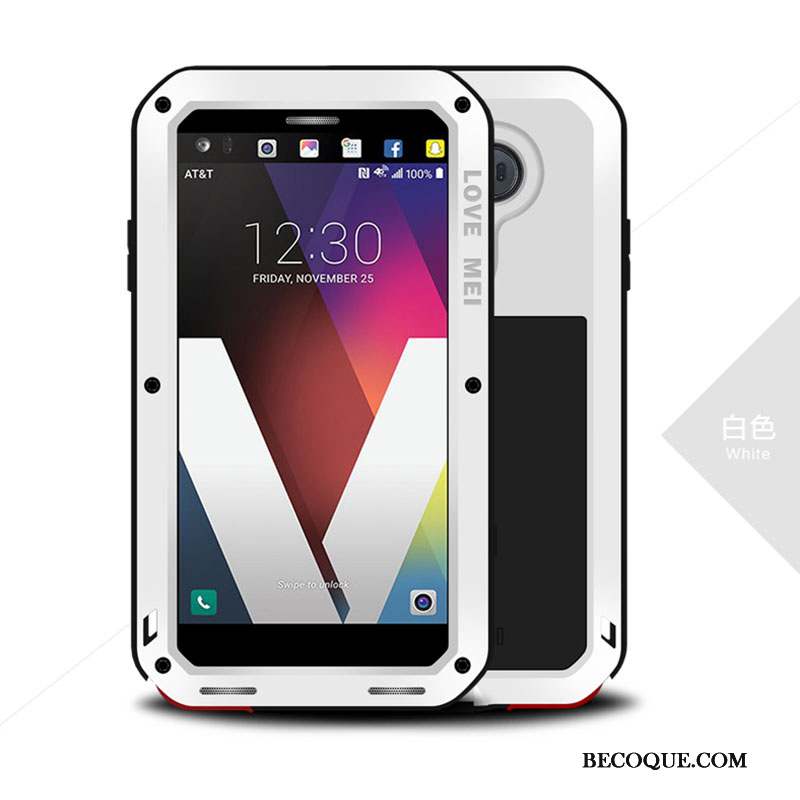 Lg V20 Protection Étui Coque Silicone Métal Trois Défenses