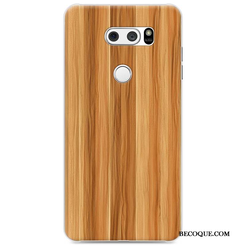 Lg V30 Coque Bois Incassable Peinture Étui Difficile Créatif