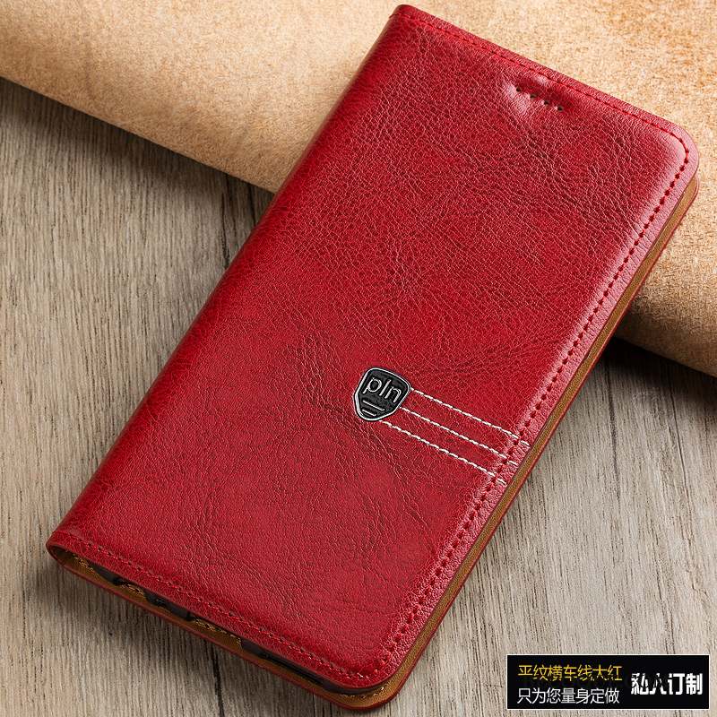 Lg V30 Coque De Téléphone Housse Protection Cuir Véritable Étui Marron