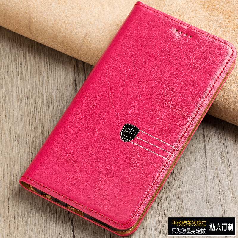 Lg V30 Coque De Téléphone Housse Protection Cuir Véritable Étui Marron