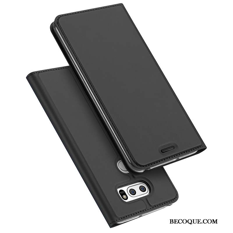 Lg V30 Coque Housse Or Rose Protection Carte Étui En Cuir Business