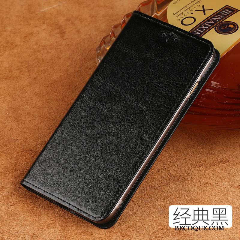 Lg V30 Coque Luxe Cuir Véritable Clamshell Business Étui Protection