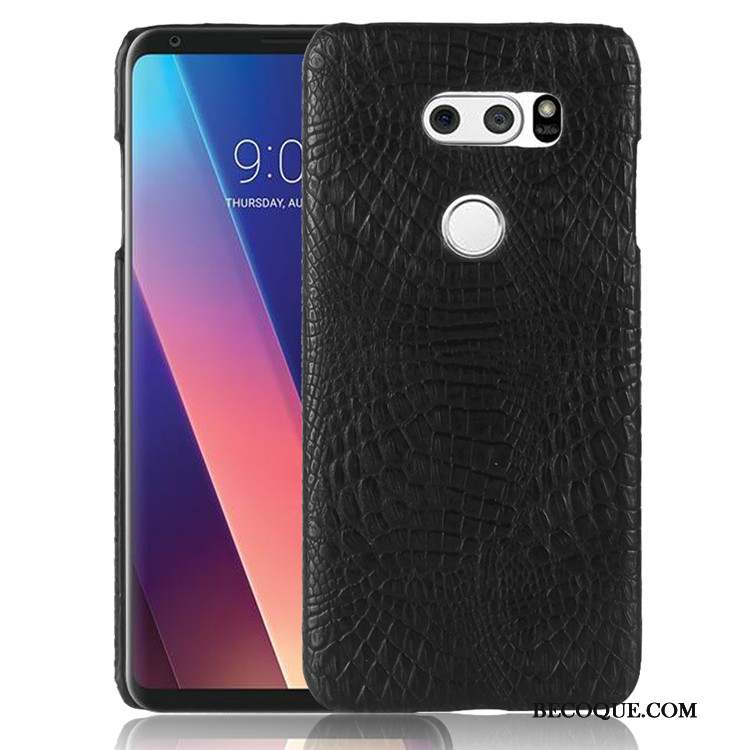 Lg V30 Coque Étui Rose Vintage Crocodile Cuir Incassable