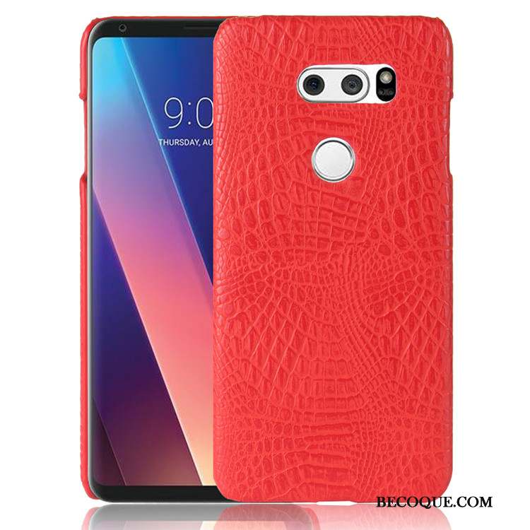 Lg V30 Coque Étui Rose Vintage Crocodile Cuir Incassable