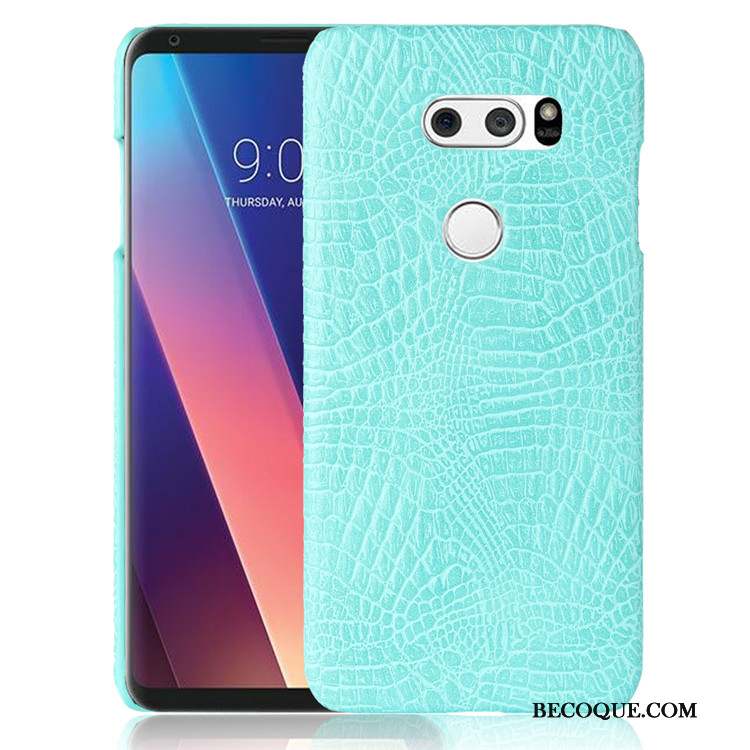 Lg V30 Coque Étui Rose Vintage Crocodile Cuir Incassable