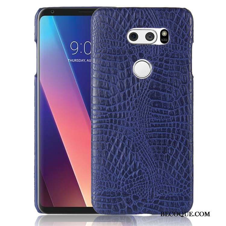 Lg V30 Coque Étui Rose Vintage Crocodile Cuir Incassable