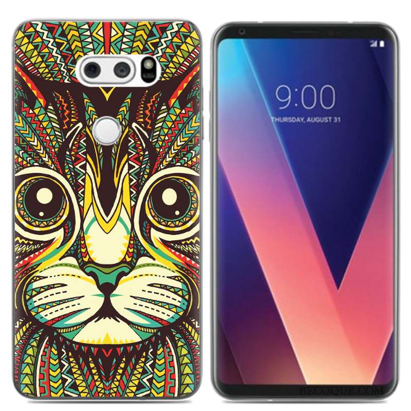 Lg V30 Petit Coque Téléphone Portable Pu Fluide Doux Créatif