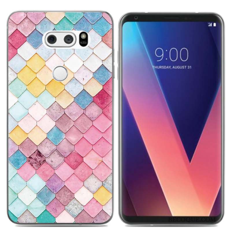 Lg V30 Petit Coque Téléphone Portable Pu Fluide Doux Créatif