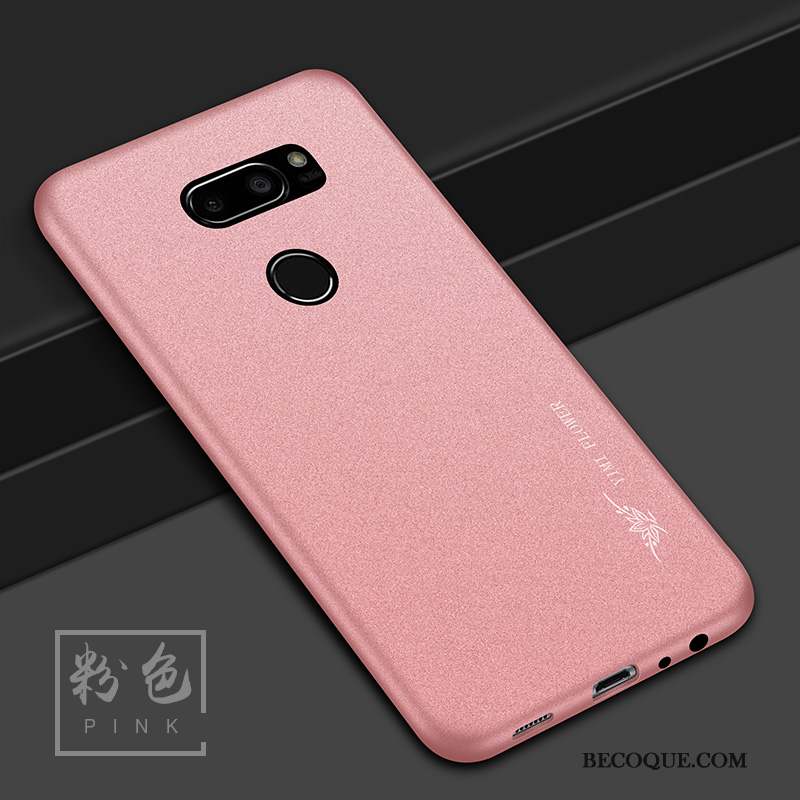 Lg V30 Silicone Délavé En Daim Rose Étui Coque De Téléphone Protection